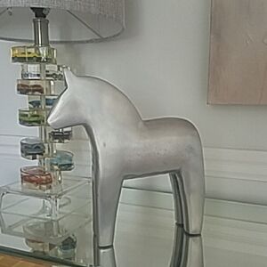 Vintage 90's IKEA Silver Aluminum Horse Figurine Statue